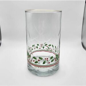 Vintage 1984 Arby's Restaurant Christmas Tumbler Glass Berries & Holly